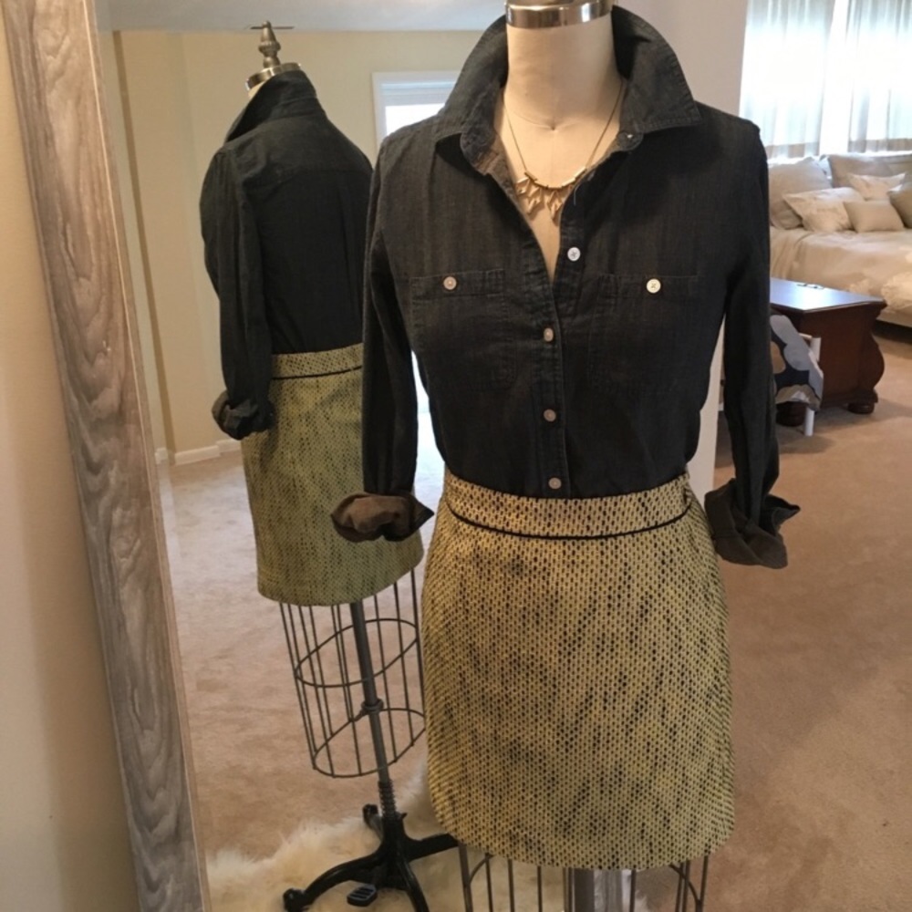 Banana Republic Yellow Tweed Skirt